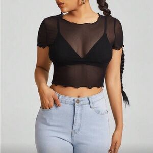 Black Sheer Crop Top